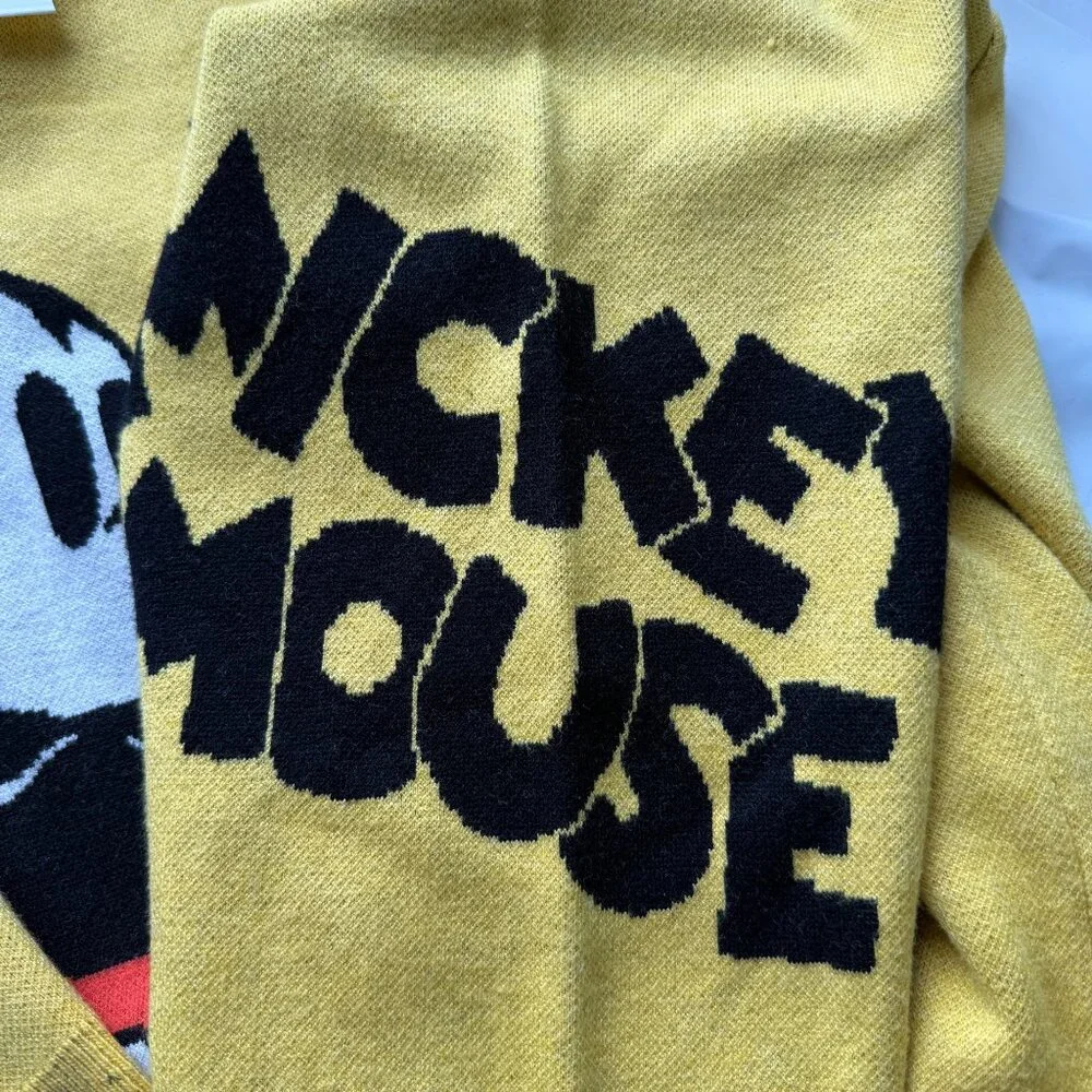 Disney Mickey Mouse Graphic Knit Yellow Pullover Sweater Size 3X Oversized